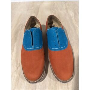 1901 Men's 12M Saddle Shoes Turquoise Blue And‎ Leather Brown